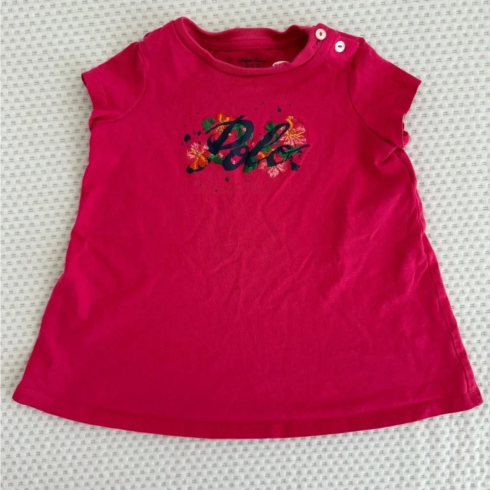 Ralph Lauren polo hot pink shirt dress baby girl 3-6m